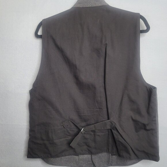 Frontier Classics Western Mens L Cowboy Vest Gray Wool Poly Lined - Picture 2 of 5
